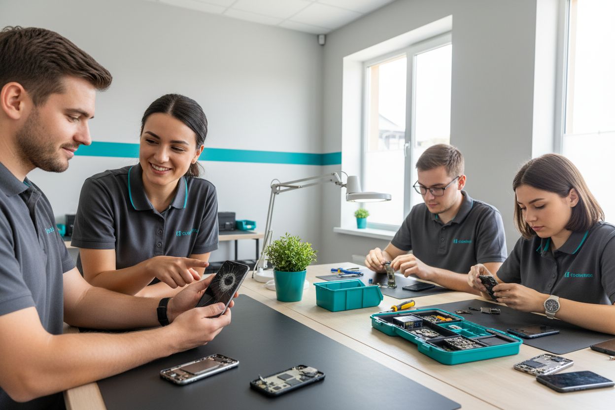 phone repair shop, technician, smartphone repair