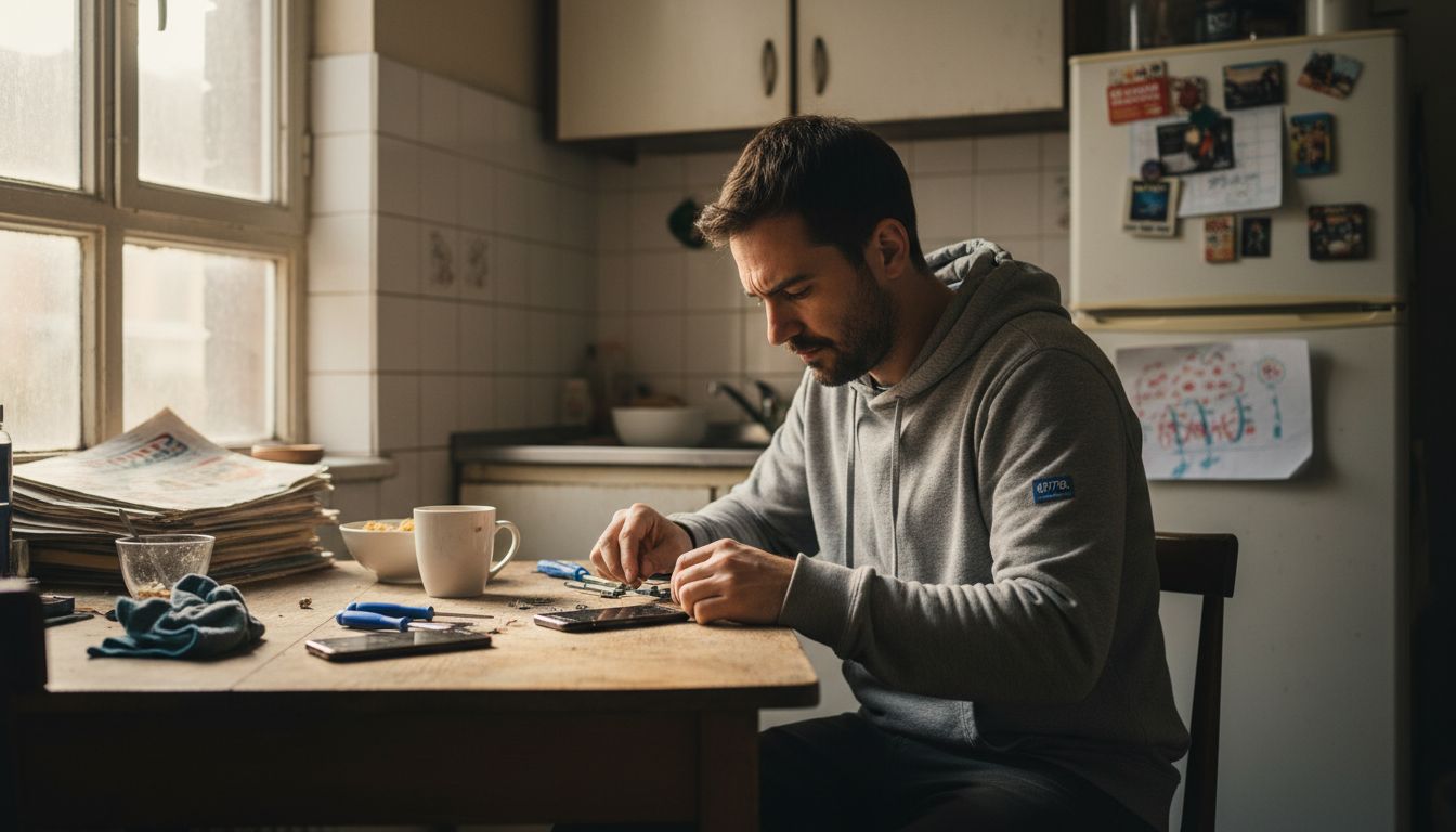 Man preparing to repair smartphone screen