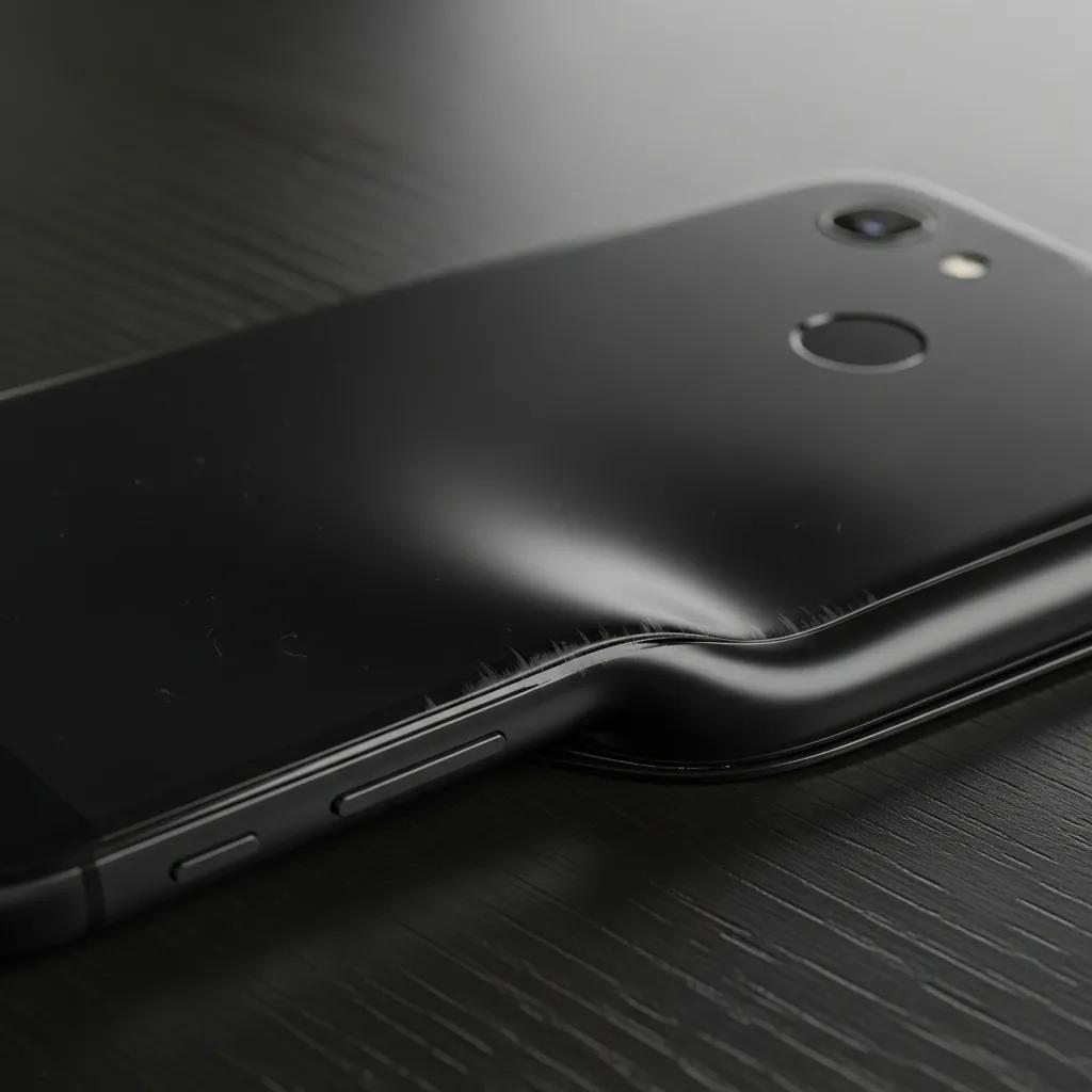 Smartphone with swollen battery indicating the need for replacement